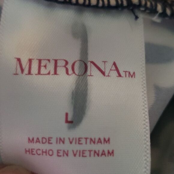 MERONA Women's Navy Blue White Large Swim Top w/brs - Picture 4 of 5